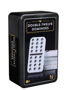 Cardinal Double 12 Dominoes Set in Storage Tin, 91 Pieces, Ages 8+